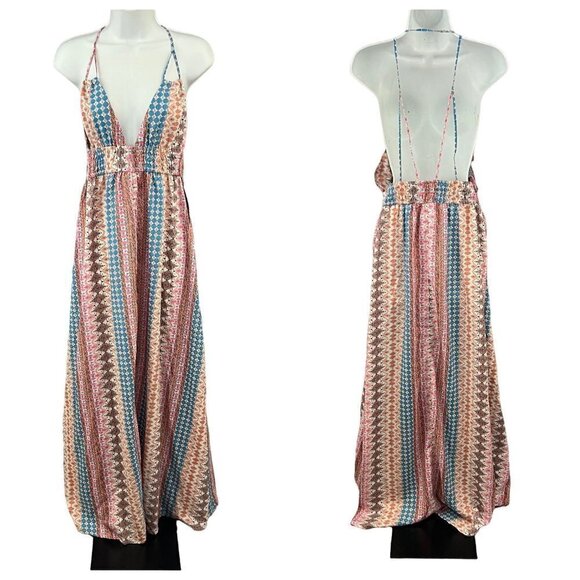 Lulus Maxin' Relaxin' Multi Print Maxi Dress Size Small NWT - Picture 9 of 10